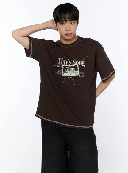 mens-graphic-stitch-t-shirt-ia520 / Dark brown