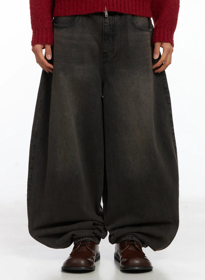 mens-balloon-fit-wide-jeans-ij514 / Dark brown