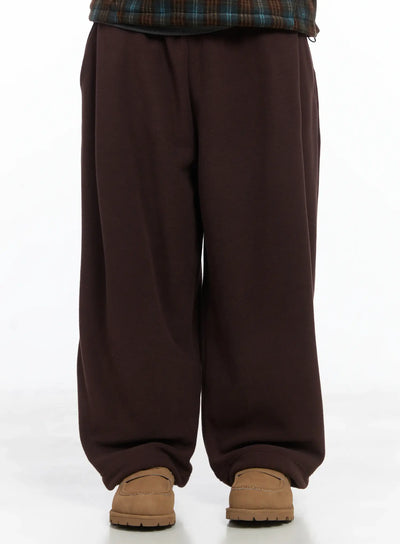 mens-warm-fleece-sweatpants-ij512 / Dark brown