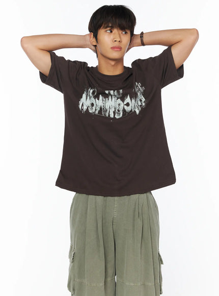 mens-urban-graphic-print-t-shirt-iu503 / Dark brown