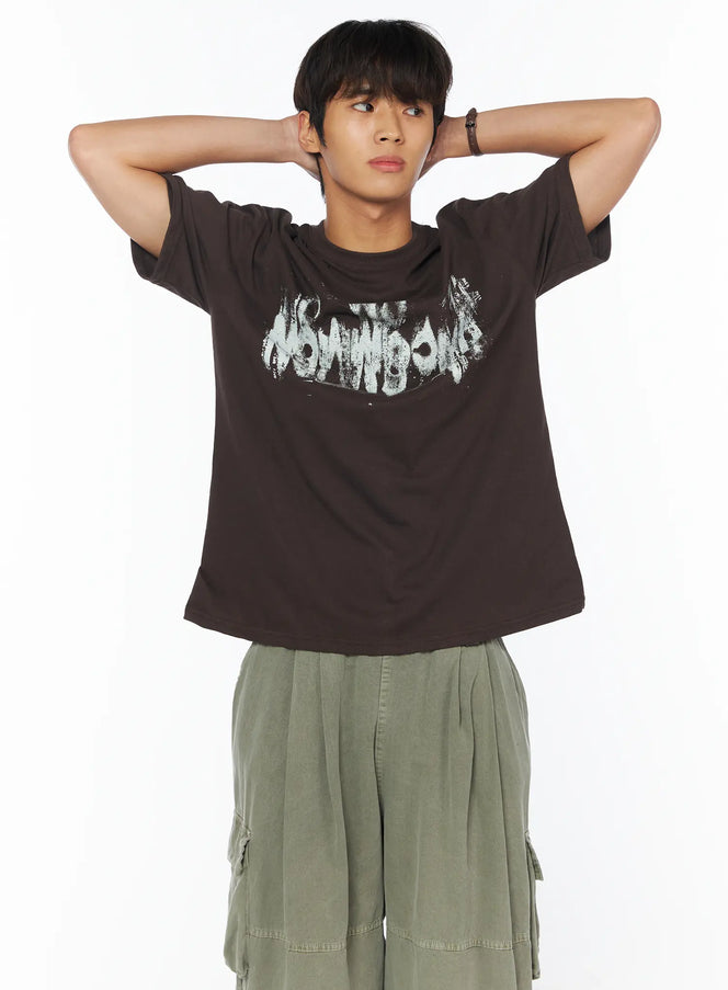 mens-urban-graphic-print-t-shirt-iu503 / Dark brown