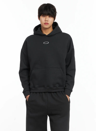 mens-basic-logo-embroidered-fleece-hoodie-ij512 / Dark gray