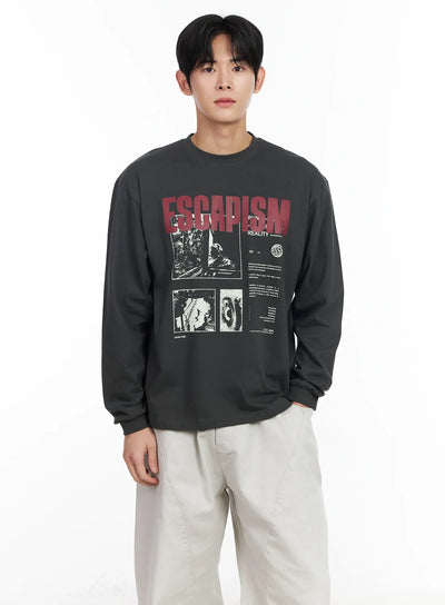 mens-graphic-round-neck-tee-im523 / Dark gray