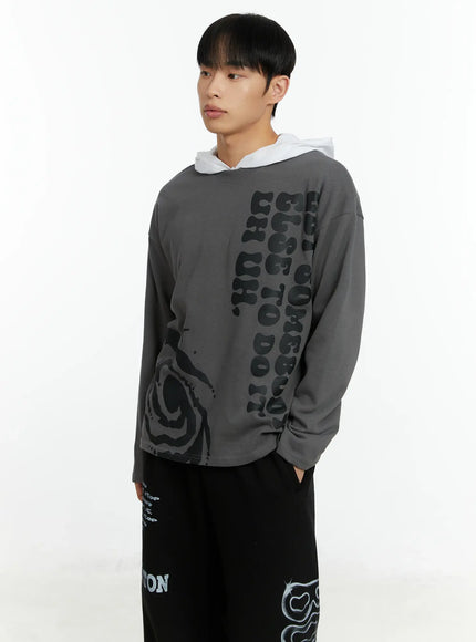 mens-graphic-slogan-long-sleeve-tee-if511 / Dark gray