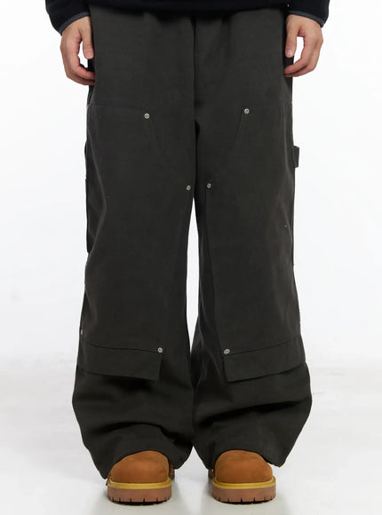 mens-wide-cotton-carpenter-pants-ij521 / Dark gray