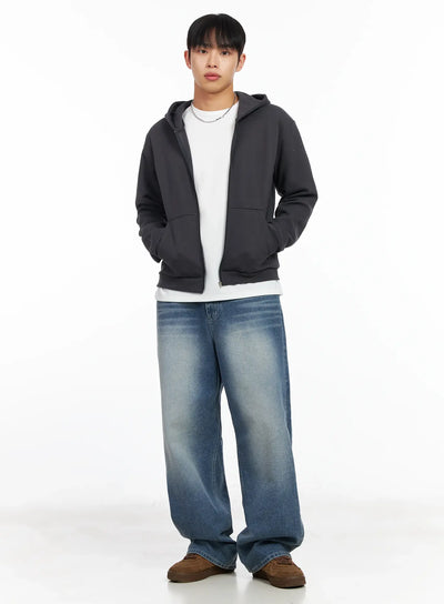 mens-basic-zip-up-hoodie-im516 / Dark gray