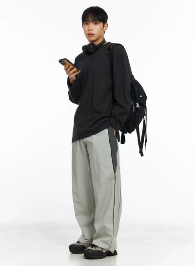 mens-classic-side-slit-long-sleeve-tee-im511 / Dark gray