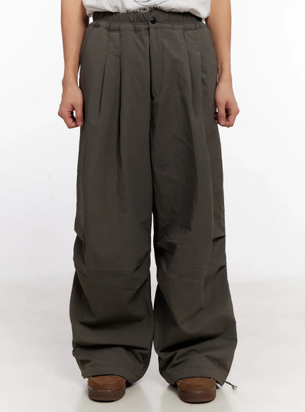 mens-wide-leg-parachute-padded-pants-io523 / Dark gray