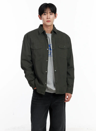 mens-classic-cotton-snap-shirt-ij521 / Dark green