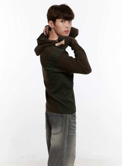 mens-henley-hooded-sweater-is530 / Dark green