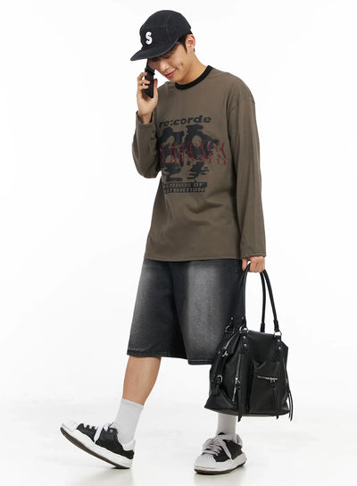 mens-glitch-graphic-long-sleeve-top-im516 / Dark green