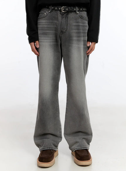 mens-washed-straight-jeans-in528 / Gray