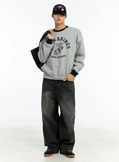 mens-two-toned-graphic-sweatshirt-im502 / Gray