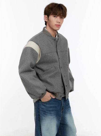 mens-wool-blended-bomber-jacket-in512 / Gray