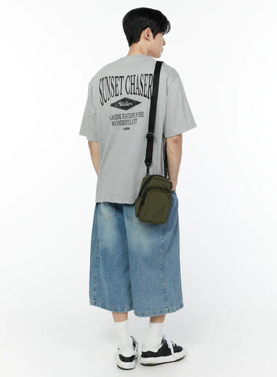 mens-casual-back-print-t-shirt-ia527 / Gray