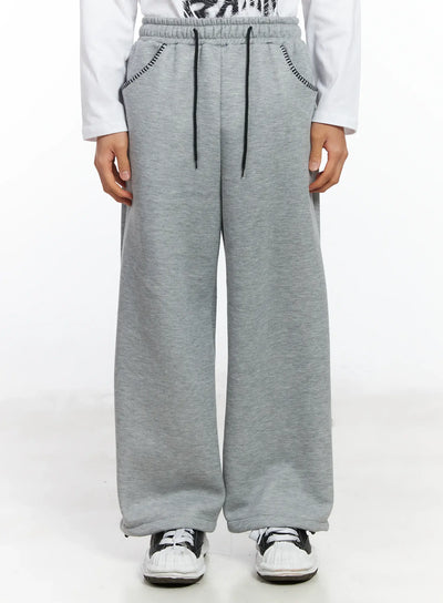 mens-fleece-drawstring-sweatpants-if506 / Gray