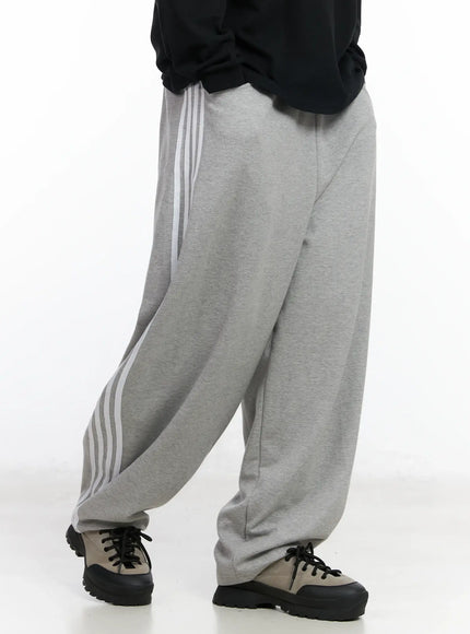 mens-baggy-stripe-sweatpants-im523 / Gray
