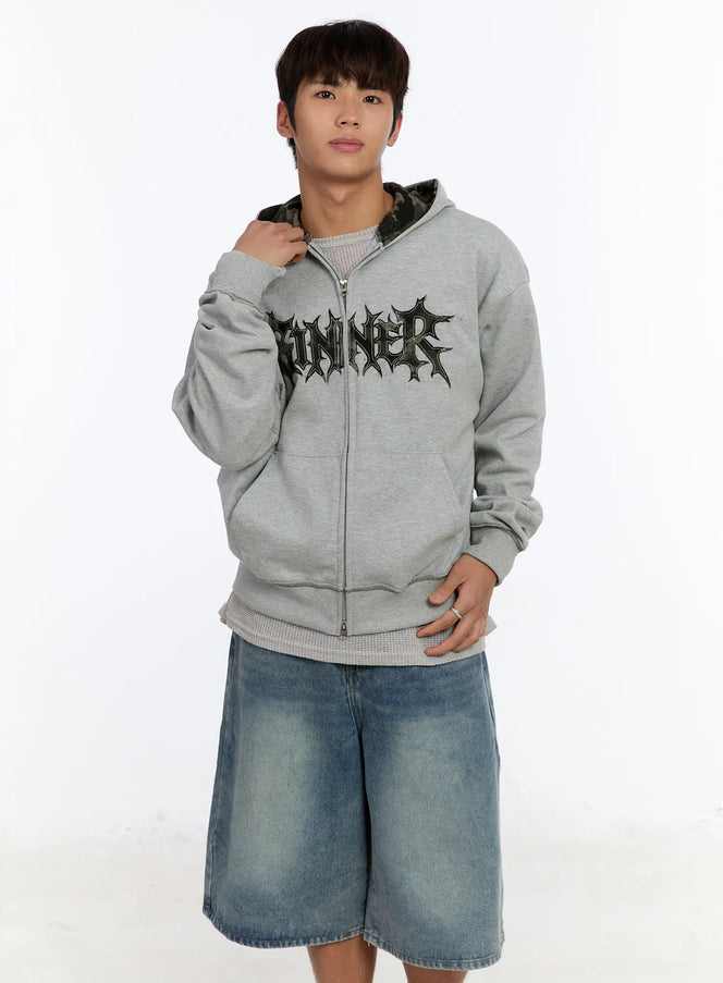 mens-two-way-camouflage-zip-up-hoodie-im530 / Gray