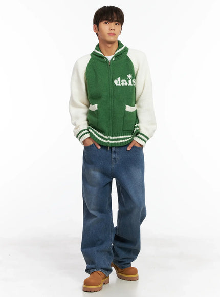mens-graphic-varsity-style-knit-jacket-id511 / Green