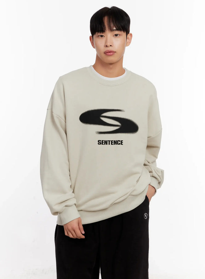 mens-casual-graphic-sweatshirt-io528 / Light beige