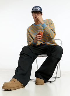 mens-striped-sweatshirt-light-blue-im502 / Light blue