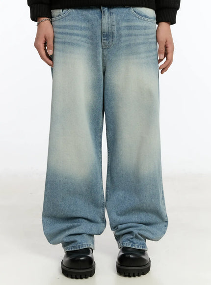 mens-washed-wide-fit-baggy-jeans-im503 / Light blue