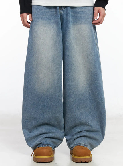 mens-vintage-wash-wide-leg-jeans-im518 / Light blue