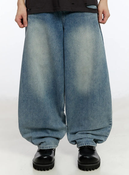 mens-vintage-wash-baggy-jeans-ia507 / Light blue
