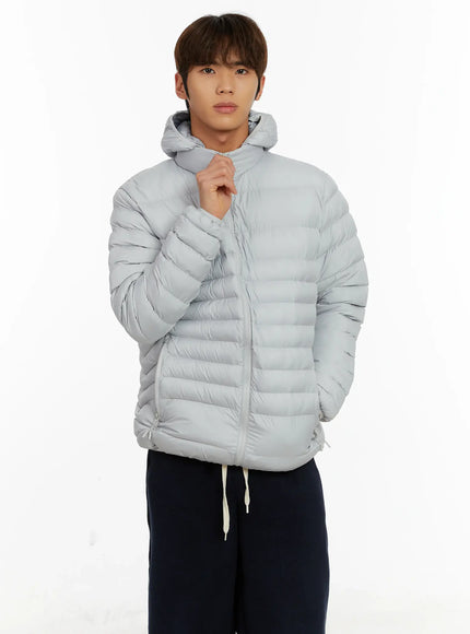 mens-lightweight-detachable-hood-puffer-jacket-id523 / Light gray