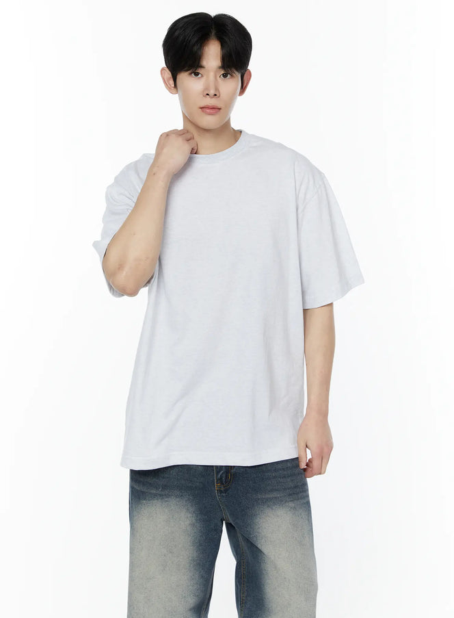 mens-side-slit-t-shirt-light-gray-iy505 / Light gray