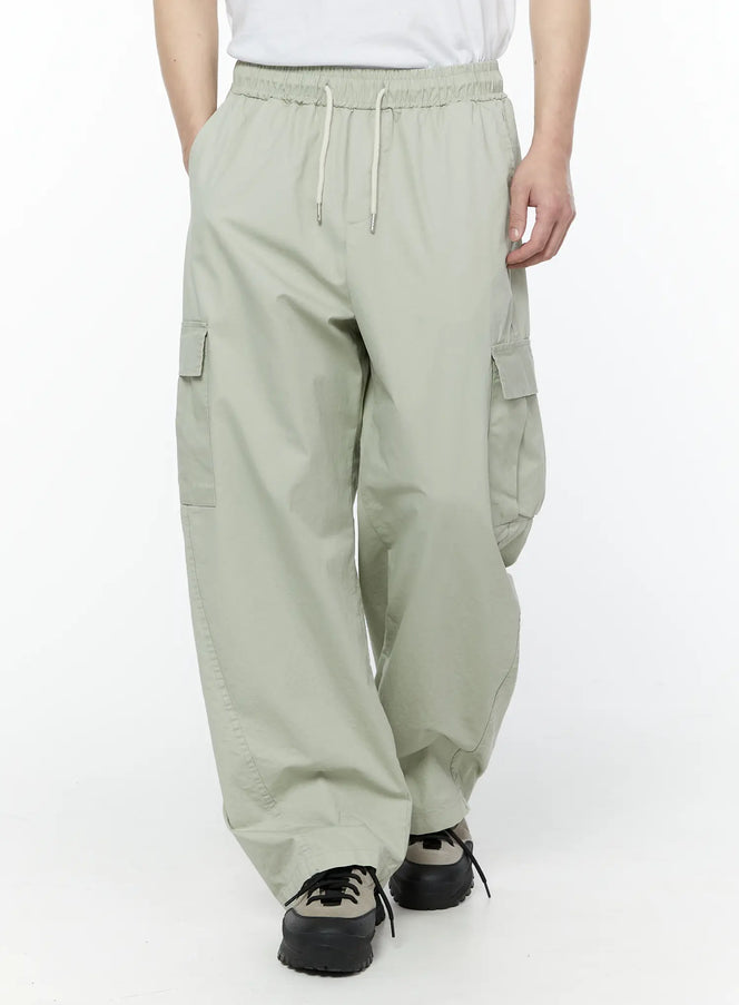 mens-wide-cargo-pants-light-gray-iy506 / Light gray