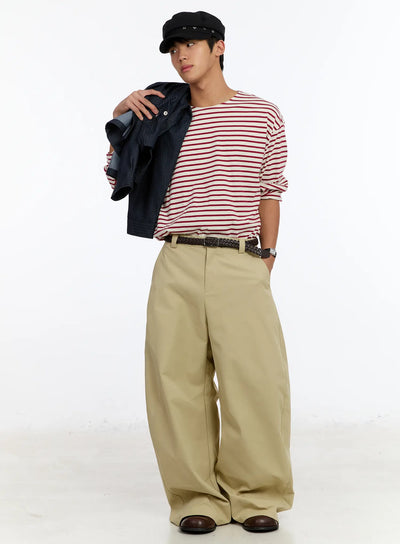mens-striped-boat-neck-long-sleeve-tee-im530 / Red
