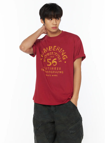 mens-vintage-graphic-print-t-shirt-iu503 / Red