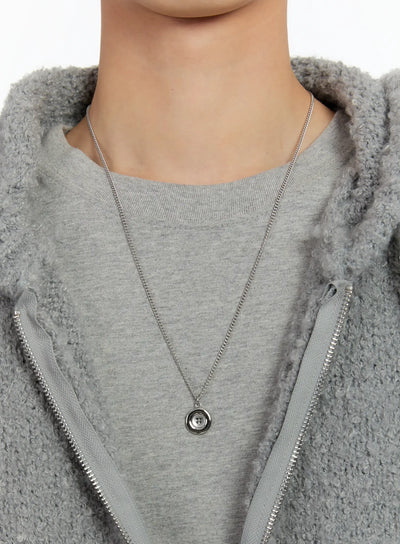 button-charm-chain-necklace-id502 / Silver