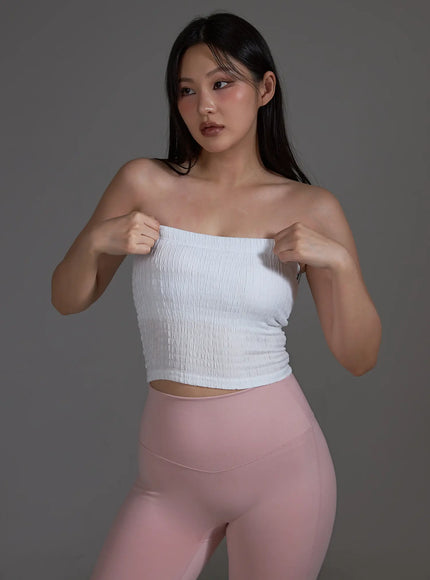 smocked-frill-tube-top-white-io517 / White