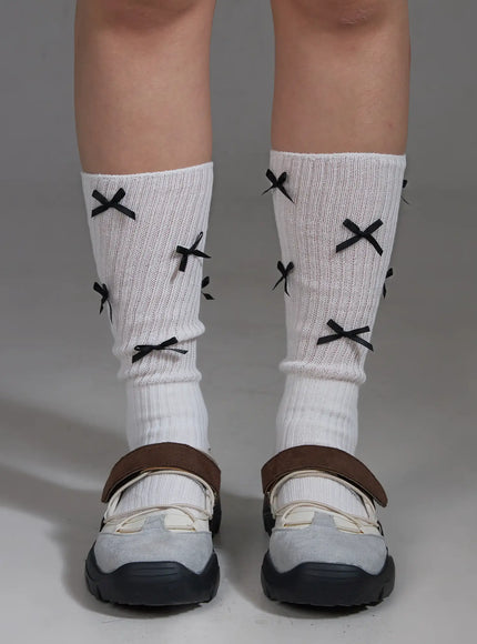 ribbon-knee-high-socks-io517 / White