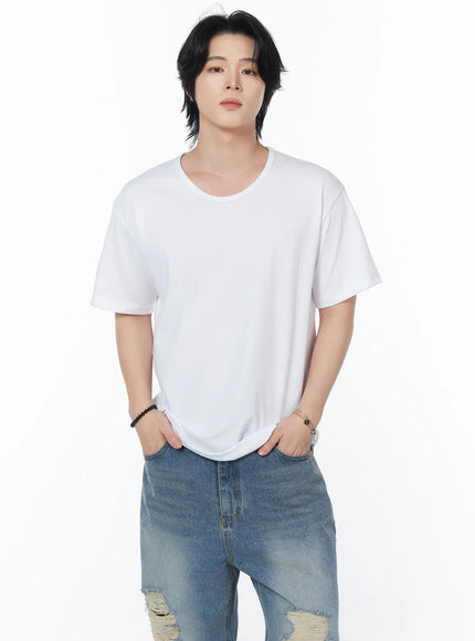 mens-classic-u-neck-t-shirt-iy525 / White