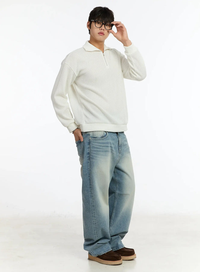 mens-ribbed-knit-pullover-im503 / White