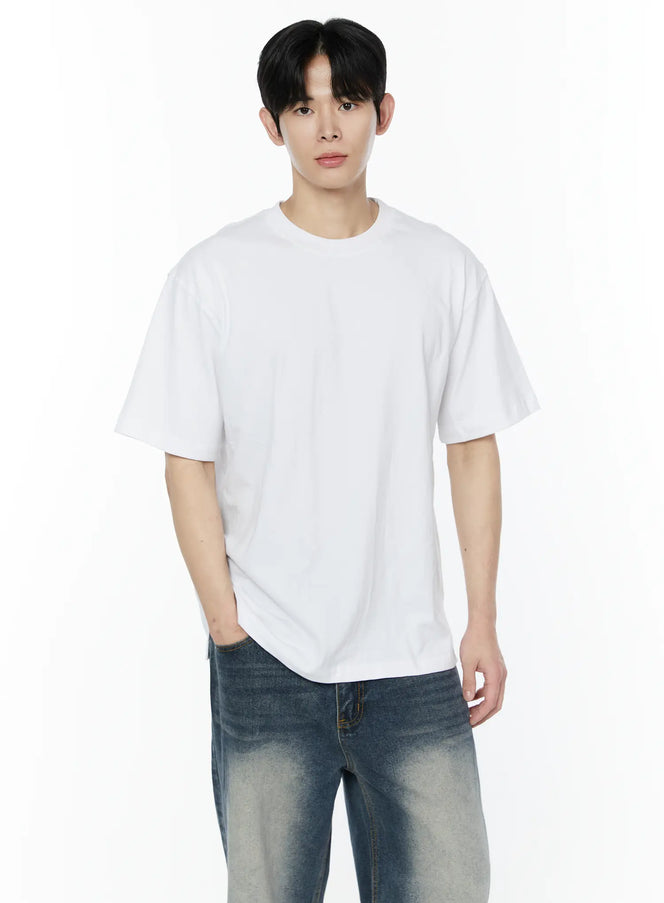 mens-side-slit-t-shirt-white-iy505 / White