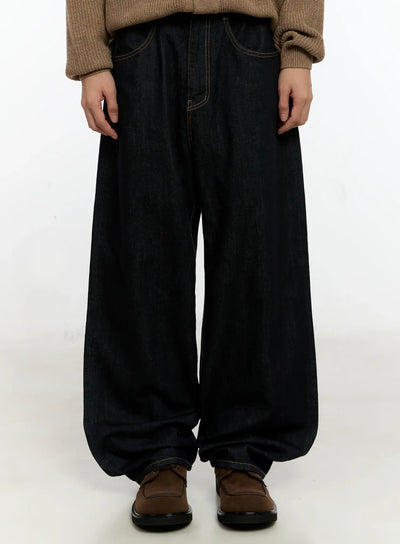 mens-dark-wash-wide-leg-jeans-in503 / Dark blue