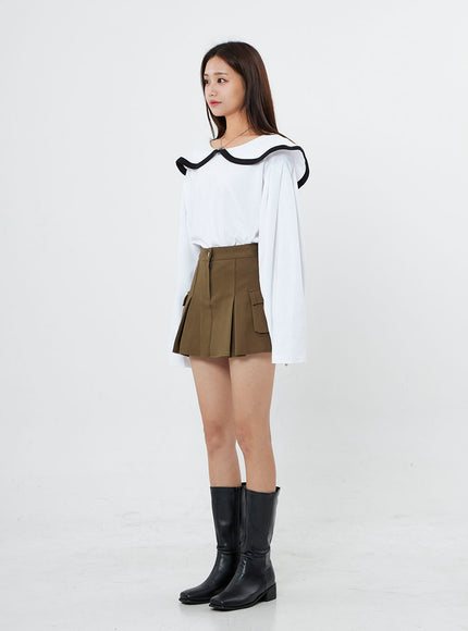 Pleated Cargo Mini Skirt BO13