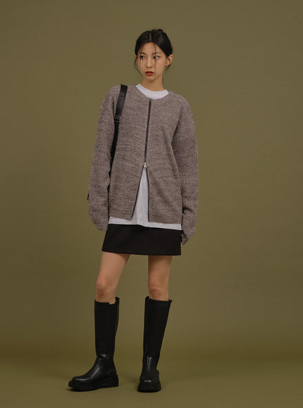 Loose Fit Knit with Two Way Zip