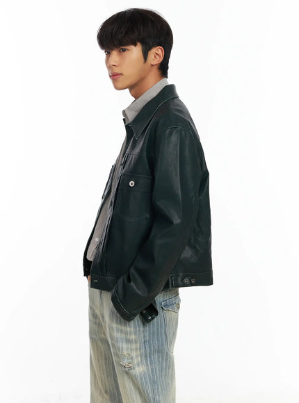 men-s-green-leather-trucker-jacket-if504