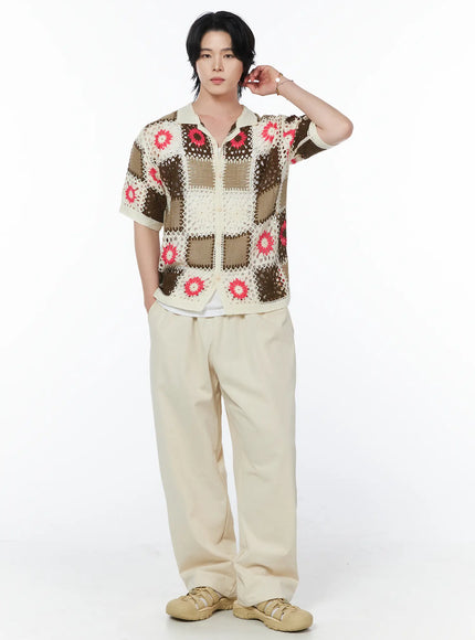 mens-crochet-knit-short-sleeve-cardigan-iy525