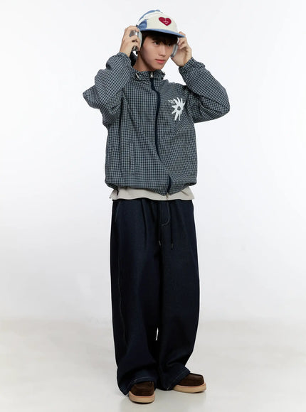 mens-checkered-windbreaker-jacket-is529