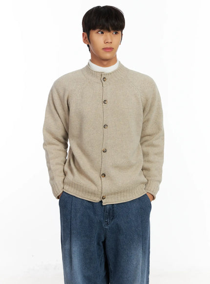 men-s-lambswool-knit-cardigan-if504 / Beige