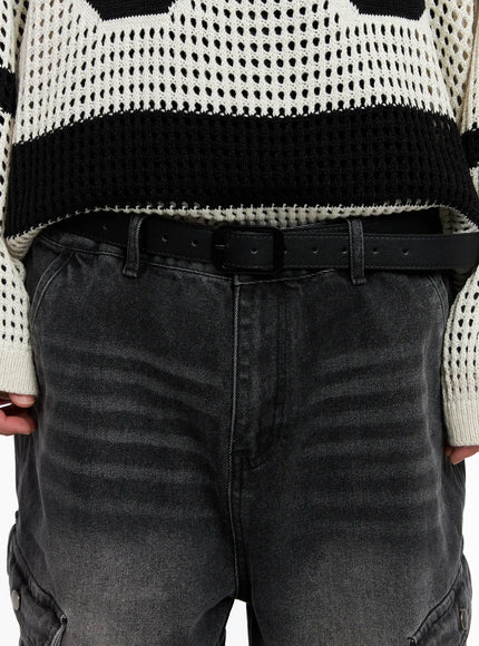 mens-classic-black-buckle-belt-is519 / Black