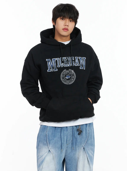 mens-michigan-graphic-fleece-hoodie-ij512 / Black