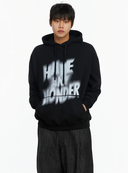 mens-graffiti-graphic-fleece-lined-hoodie-ij527 / Black