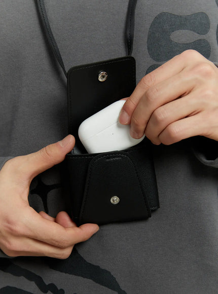 leather-airpods-holder-necklace-if511 / Black